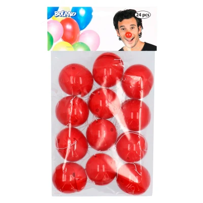 Afbeelding van Boland 24 Clownsneuzen plastic Rood Kinderen en volwassenen Unisex Clown Circus