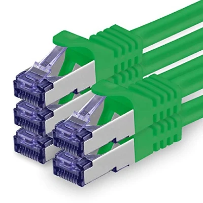Afbeelding van 1aTTack.de Cat.7 netwerkkabel 5m groen 5 stuks Cat7 patchkabel (SFTP/PIMF/LSZH) ruwe kabel 10 Gb/s met Rj 45 connector Cat.6a x meter