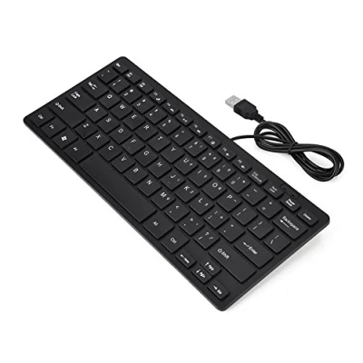 Afbeelding van koulate mini toetsenbord, bedraad USB ultradun, klein, stil computertoetsenbord, compact, dun, draagbaar toetsenbord voor pc, desktop, laptop (zwart)