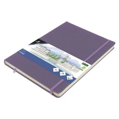 Afbeelding van Schetsboek Kangaro A4 heather purple PU HC 80 vel 140gr roomwit met el