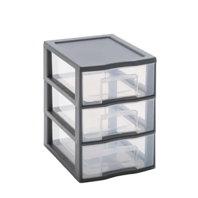 Afbeelding van Sundis Mini Storage TOWER TAG A5 formaat 3 lades met labelhouder en anti valsysteem antracietgrijs 0456002