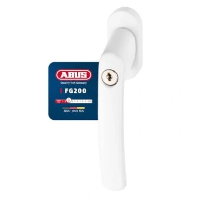 Afbeelding van ABUS Afsluitbare Raamgreep FG200 Drieling Raamknop met Drukcilinder, Gelijksluitend Veiligheidsniveau 3 54576 Wit