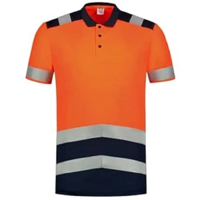 Afbeelding van Tricorp 203007 Veiligheidswaarschuwing bicolor poloshirt, 50% polyester/50% polyester, CoolDry, 180 g/m², fluorrode inkt, maat 4XL