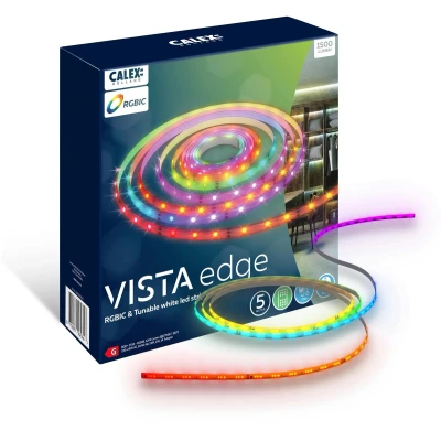 Afbeelding van Calex Vibey LED Strip 5 meter Voor Binnen Met App RGBIC Warm wit licht Inclusief Afstandsbediening