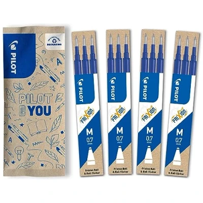 Afbeelding van PILOT Pen FriXion rollerball vulling 0.7, navullingen, set van 12 4 stuks (blauw), blauw, dlg, FLW550525