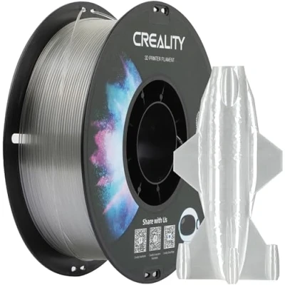 Afbeelding van Creality CR PETG 3D printfilament, 1,75 mm, uitstekende taaiheid, hoge precisie, geurloos, niet toxisch, vochtbestendig, glanzend filament van 1 kg voor printer (transparant)