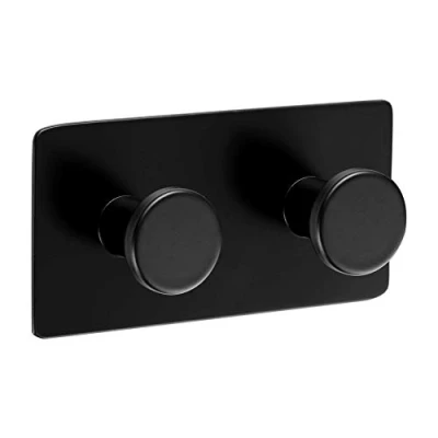 Afbeelding van Ambrosya Handdoekhouder zonder boren haken zelfklevend badkamer accessoires decoratie handdoekhaken kledinghaken muur garderobe keuken (roestvrij staal (zwart), 1 x 2)