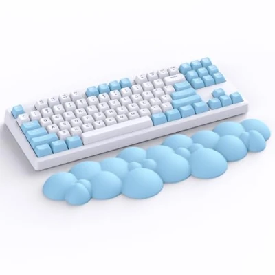 Afbeelding van ATTACK SHARK Cloud Polssteun, Antislip Ergonomische Toetsenbord Bureau Hand Polssteun voor TKL/87 Toetsen/110 Toetsen Gaming Mechanisch Handsteun Blauw