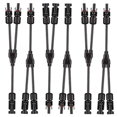 Afbeelding van Aiqeer 3 Paar Zonnepaneel Kabel Connector, Zonne Fotovoltaïsche Connector Y Aftakconnector MFF/FMM (Zwart)