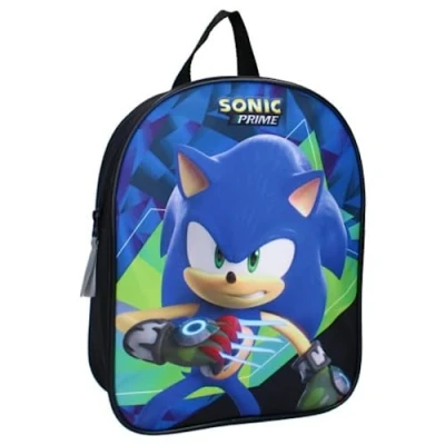 Afbeelding van mybagstory Rugzak Sonic Zwart Kind School Kleuterschool Kinderkamer Kinderdagverblijf Schooltas Jongen Maat 29 cm Verstelbare bandjes Cadeau idee, Zwart,
