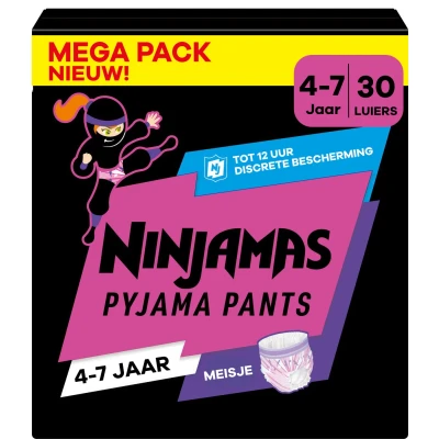 Afbeelding van Pampers Ninjamas Pyjama Pants Nacht Meisje 4/7 jaar Mega Pack 30 luierbroekjes