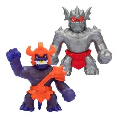 Afbeelding van Heroes of Goo Jit Zu Stretch Strikers Versus Pack, Stretchy Action Figures, Knight Blazagon VS Squishy Corruptagon