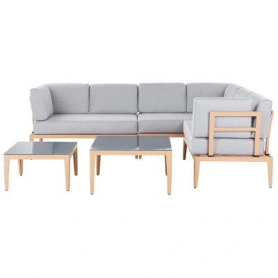 Afbeelding van Beliani Loungeset RIMA III Grijs aluminium Grijze kussenset