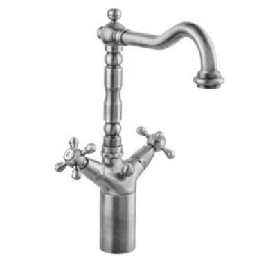 Afbeelding van PB klassieke verhoogde wastafelkraan sterknoppen uitloop 18 cm Chroom 1208854982
