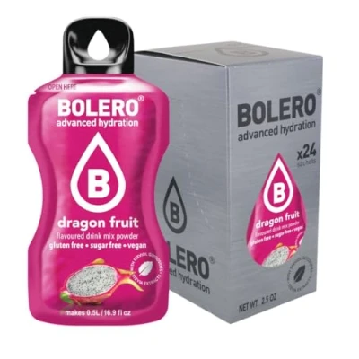 Afbeelding van Bolero DRAGON FRUIT 24x3g Suikerloos sappoeder, gezoet met stevia + vitamine C geschikt voor kinderen, sporters en diabetici glutenvrij veganvriendelijk Vlierbloesemsmaak