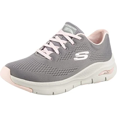 Afbeelding van Skechers ARCH FIT BIG APPEAL dames Sneaker Low Top Trainers, Grijs Gebreid Mesh Roze Trim Gypk, 37.5 EU