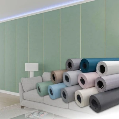 Afbeelding van HEXIM Zelfklevend isolatiebehang 1,82 m² wandisolatie 280 x 65 cm geluidsisolerend 4 mm decoratief 2 in 1 behang isolatie effect (1 rol mintgroen, groen cementstructuur)