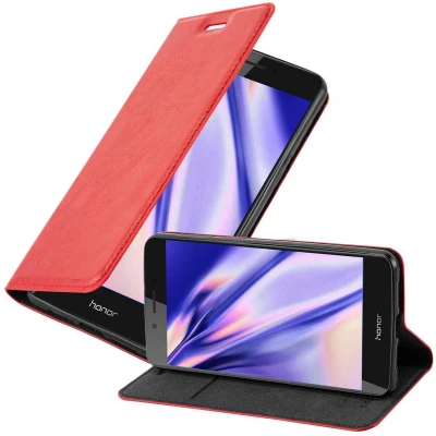 Afbeelding van Cadorabo Hoesje geschikt voor Honor 6C in APPEL ROOD Beschermhoes met magnetische sluiting, standfunctie en kaartvakje Book Case Cover Etui