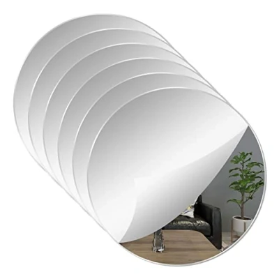 Afbeelding van &quot;YXYAOLEE 6 Pack Acryl Ronde Spiegels Niet Glas Spiegelplaat Zelfklevende Spiegel Muursticker Decals voor Thuis Woonkamer Slaapkamer Decor (20 * 20cm)&quot;
