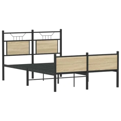 Afbeelding van Bedframe bewerkt hout sonoma eikenkleurig 120x200 cm