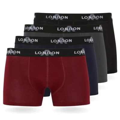 Afbeelding van FM London Hipster 4 PACK Onderbroeken, Heren, Maat: XL, Classic dark