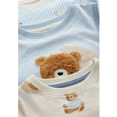 Afbeelding van Next Regular FIT Snuggle 3 PACK SET Pyjama voor kinderen, Maat: 86, Blue ecru baby bear