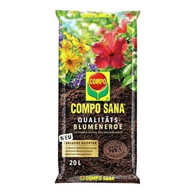 Afbeelding van COMPO SANA hoogwaardige potgrond met 12 weken meststof voor alle kamer , balkon en tuinplanten, cultuursubstraat, 20 liter, bruin