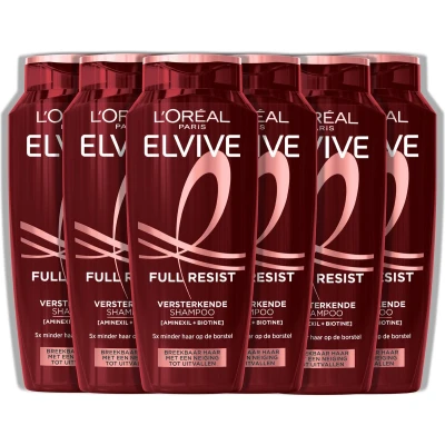 Afbeelding van L&#039;Oréal Paris Elvive Full Resist Shampoo Versterkende Voor Breekbaar Haar Met Aminexil + Biotine 6x 250ML