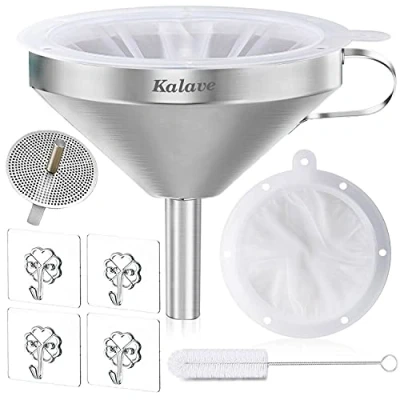 Afbeelding van Premium Keukentrechter met 200 Mesh Filter Zeef, Food Grade RVS Trechter voor het vullen van flessen (13cm)