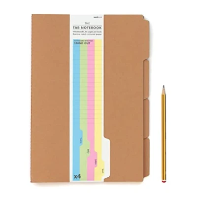 Afbeelding van Suck UK A4 notitieboek met tabbladen Revisieplanner verdelers Schoolbenodigdheden en kantooraccessoires takenlijst of weekplanner Pack van 4 gelinieerde papieren