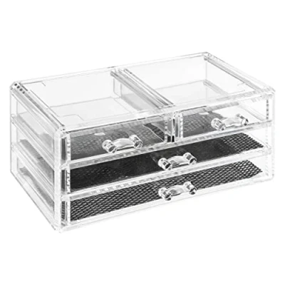 Afbeelding van Sieraden/make up organizer 4 lades rechthoek 24 x 11 cm van kunststof Make dozen