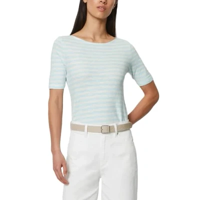 Afbeelding van Marc O&#039;Polo Short Sleeve Striped Tshirt print, Dames, Maat: XL, Multi pastel sky
