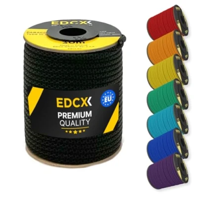 Afbeelding van EDCX 4mm Nylon Paracord 550 30m (100 voet) Type III, 100% Touw, 7 Strand Touw in Effen Kleuren (Black Snake, 30 m)