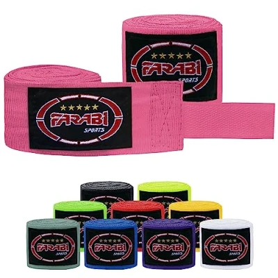 Afbeelding van Farabi Sports boksbandages 2,5 en 4 meter lange met paar voor MMA, Muay Thai, training, kickboksen vechtsporten (Pink, Kinderen (2,50 meter))