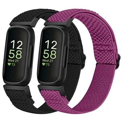 Afbeelding van Tiptops Nylon horlogebandje compatibel met Fitbit Inspire HR/Inspire/Inspire 2, uniseks polsbandje, sportief, elastisch, verstelbaar, 3 stuks