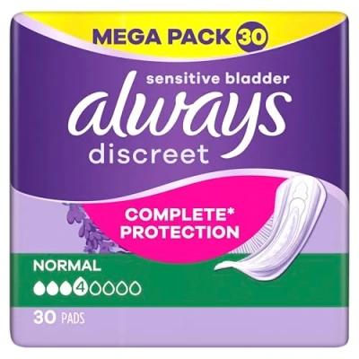 Afbeelding van Always Discreet Vrouwelijke Urineverlies Handdoeken Normaal 30 Volledige Bescherming*. Ongelooflijke Discretie