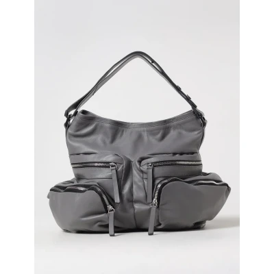Afbeelding van Leather Shoulder Bag Multiple Zip Pockets Wo Grey