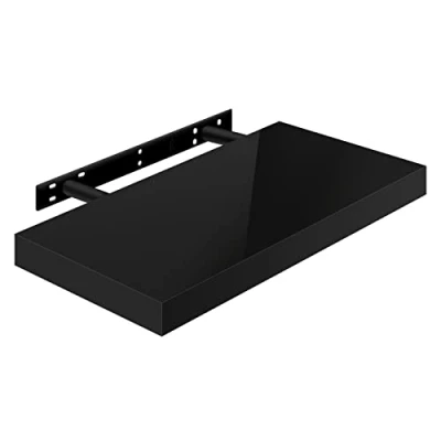 Afbeelding van WOLTU Muurplank Volato, RG9477sz, wandboard, vrij zwevend, zwevende plank, hout, hoogglanzend zwart, als boekenplank, of voor cd&#039;s, dvd&#039;s, 50 x 22,9 3,8 cm