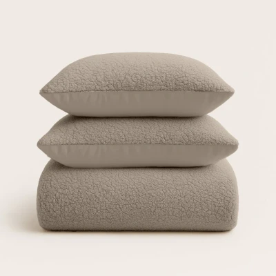 Afbeelding van Dekbedovertrek set Teddy Iced Coffee Taupe