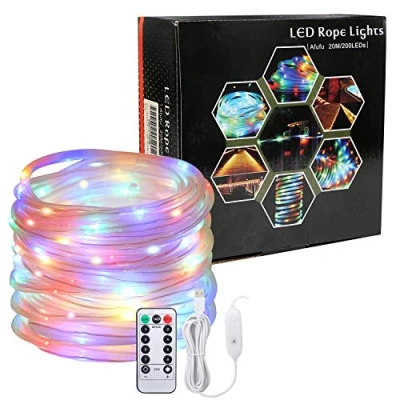 Afbeelding van Afufu 20 m led lichtslang, 200 USB kleurrijk, IP65 waterdicht, veelkleurig, decoratieve lichtketting, voor binnen en buiten, 3 stroomkabel, 8 modi, afstandsbediening, Kerstmis, bruiloft, kerstdecoratie