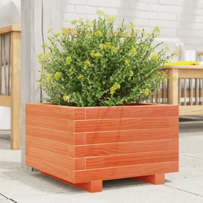 Afbeelding van Plantenbak 40x40x26,5 cm massief grenenhout wasbruin