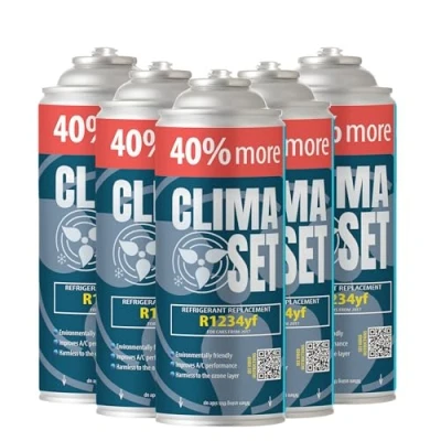 Afbeelding van ClimaSet R1234yf koelmiddel vervangend gas airconditioning auto gasfles 5x235 g navulling set camper ECO