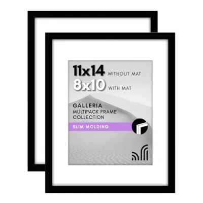 Afbeelding van Americanflat 11 x 14 fotolijst in zwart, 2 stuks te gebruiken als 8 10 met mat Inclusief zaagtand opknoping hardware voor horizontale of verticale weergave