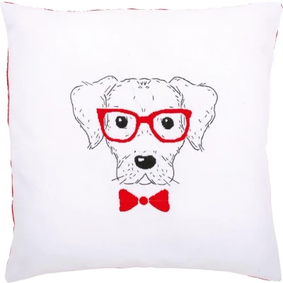Afbeelding van Vervaco Hond met rode bril Borduurkussen (pakket) PN 0155963
