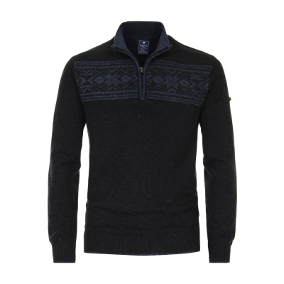 Afbeelding van Redmond Half Zip Sweater zwart, Effen