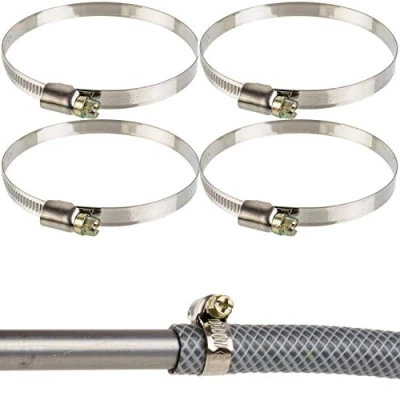 Afbeelding van Professionele slangklemmen, Slangklem Met wormaandrijving, Klembereik 70 90 mm, set van 4 stuks, Uit staal W2, kruisgleuf, 9 mm Bandbreedte, Buisklemmen voor wasmachine, Tuin, Vaatwasser, Zwembad