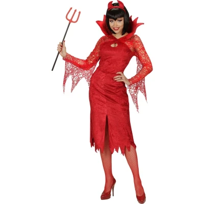 Afbeelding van Widmann Duivel Kostuum Rode Duivelse Dame Vrouw Rood Medium Halloween Verkleedkleding