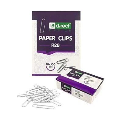 Afbeelding van D.RECT paperclips 28 mm verzinkt, 10 x eco verpakking 100 stuks, samen 1000 stuks metalen