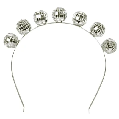 Afbeelding van Boland 00770 Tiara discobal, zilver, voor volwassenen, haarband met glanzende ballen, spiegels, mozaïek, hoofdtooi, carnaval, vastnacht, Halloween, themafeest