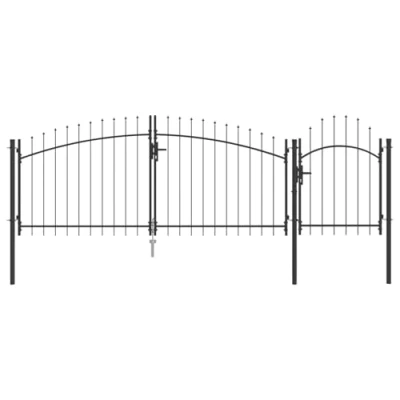 Afbeelding van vidaXL Tuinafsluiting met Spitse Top Grijs 125x400 cm Staal